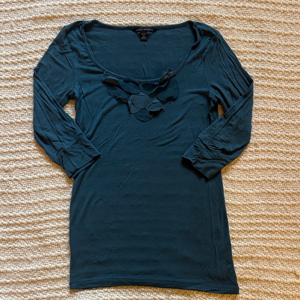 Banana Republic Teal 3/4 Sleeve Top Size XS EUC